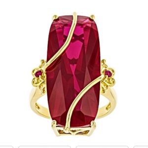 JTV Ruby 18k Yellow Gold Sterling Silver Ring 21.43ctw size 7